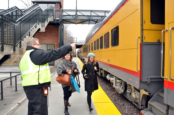 DSC_00067777-(37).jpg - Mark Petersen, Director of Train Management, assists with boarding at Winnetka.