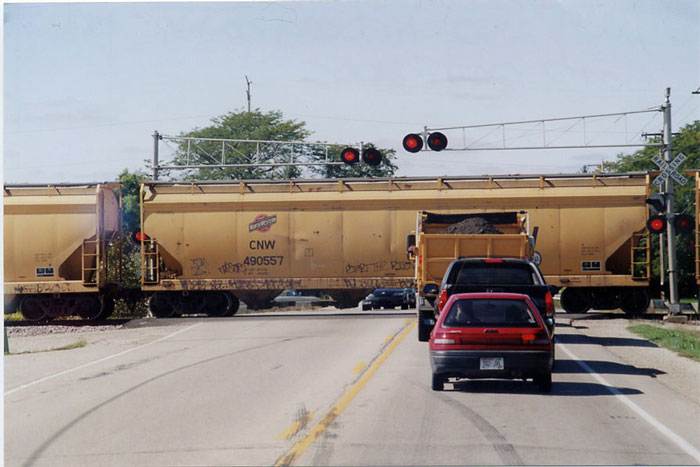 041.jpg.jpg - Hopper car still carrying the C&NW logo at Highway 50 on the New Line, Kenosha County, October 2005.