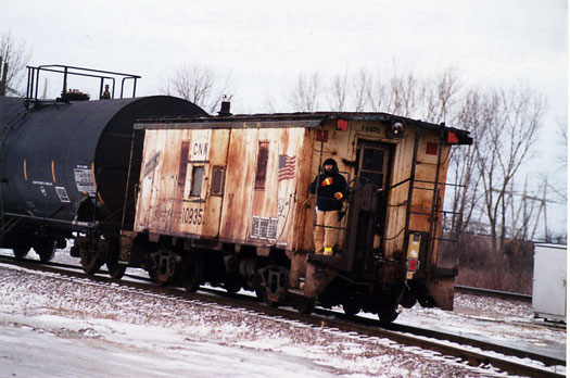091.jpg - A C&NW way car at Bain, WI, January 2007.