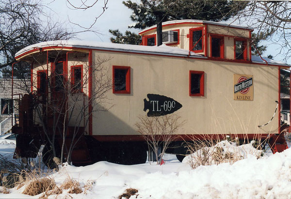 096.jpg - A C&NW waycar preserved at Twin Lakes, WI on the KD Line, March 2008.