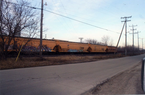 216.jpg - C&NW Hoppers at Jones Island, Milwaukee, Wis in early 2012.
