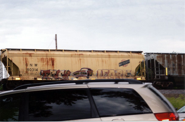 225.jpg - More passing scene - a C&NW covered hopper car.